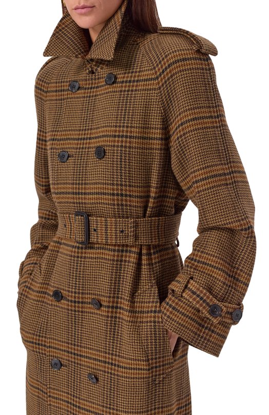 Шерстяное пальто Saint Laurent 831610/Y9I70 Коричневый  831610/Y9I70 Фото 5