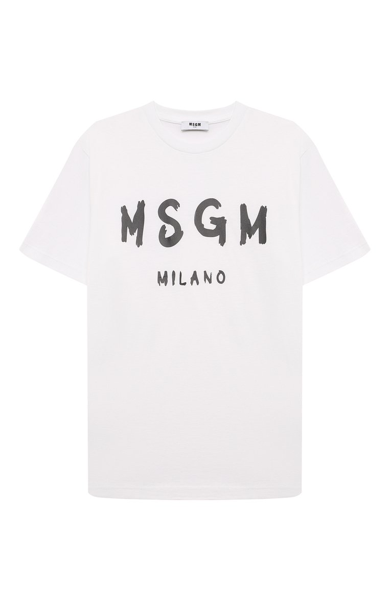 Детская хлопковая футболка MSGM KIDS белого цвета, арт. F4MSJUTH290 | Фото 1 (Драгоценные камни: Проставлено; Материал сплава: Проставлено; Рукава: Короткие; Материал внешний: Хлопок; Девочки Кросс-КТ: футболка-одежда; Ростовка одежда: 8 лет | 128 см, 6 лет | 116 см, 16 лет | 164 см, 12 лет | 152 см, 10 - 11 лет | 140 - 146см)