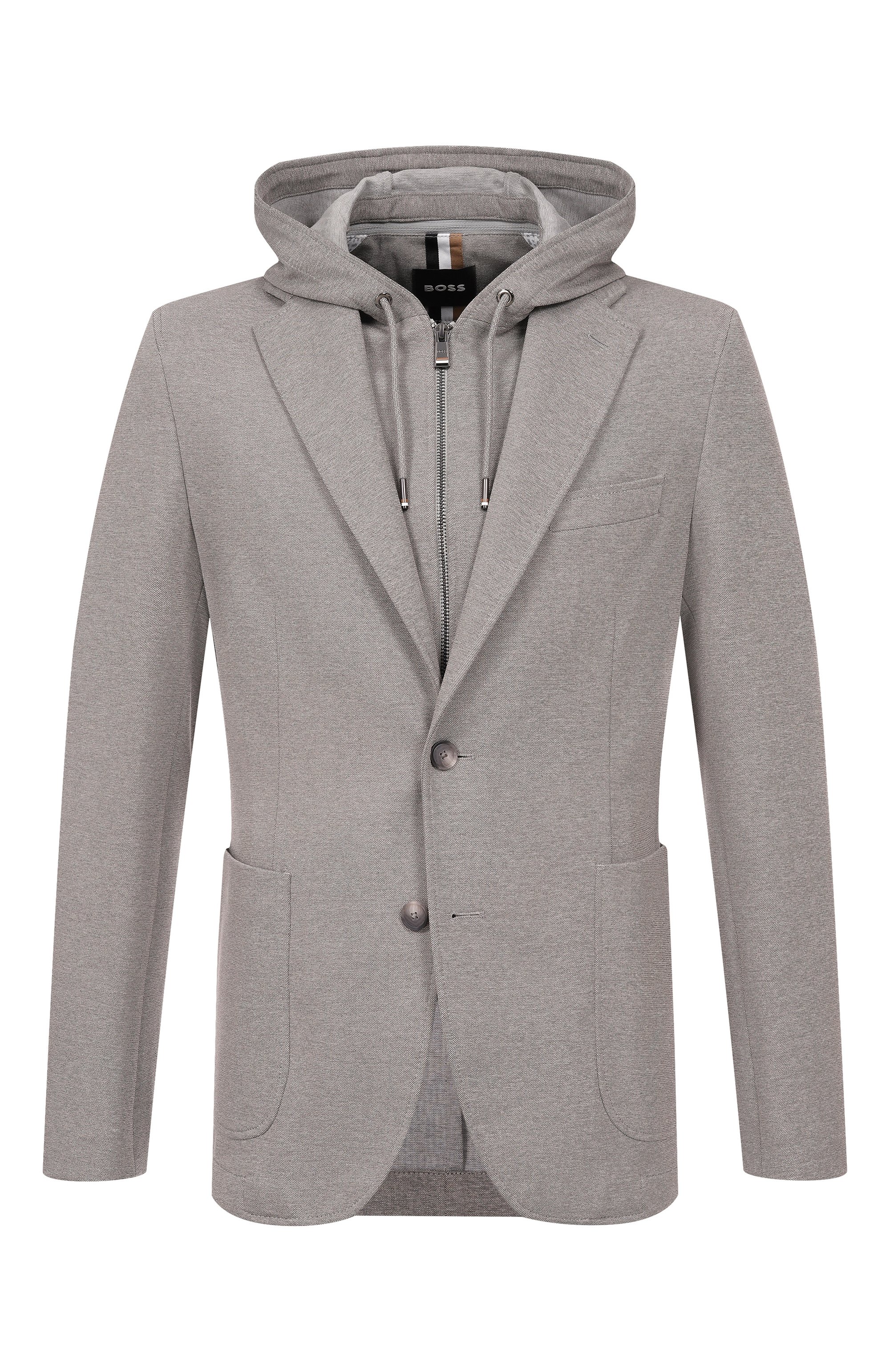 Однобортный пиджак BOSS светло-серого цвета по цене 79550 руб., арт. 50562499, фото 1 Однобортный пиджак BOSS, арт. 50562499, фото 1