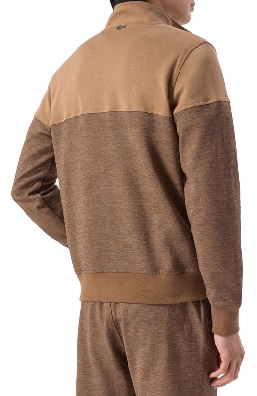 Толстовка из хлопка и льна Capobianco 20M453.DH00. Коричневый  20M453.DH00. Фото 4