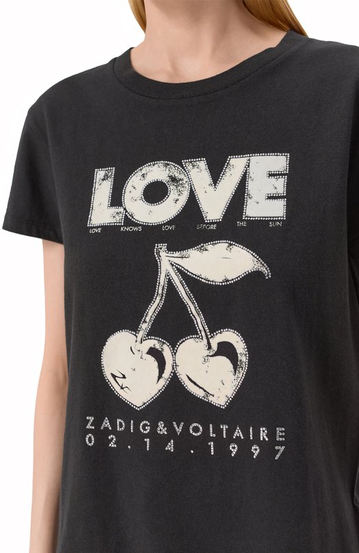 Хлопковая футболка Zadig and Voltaire JWTS02684 Чёрный  JWTS02684 Фото 5