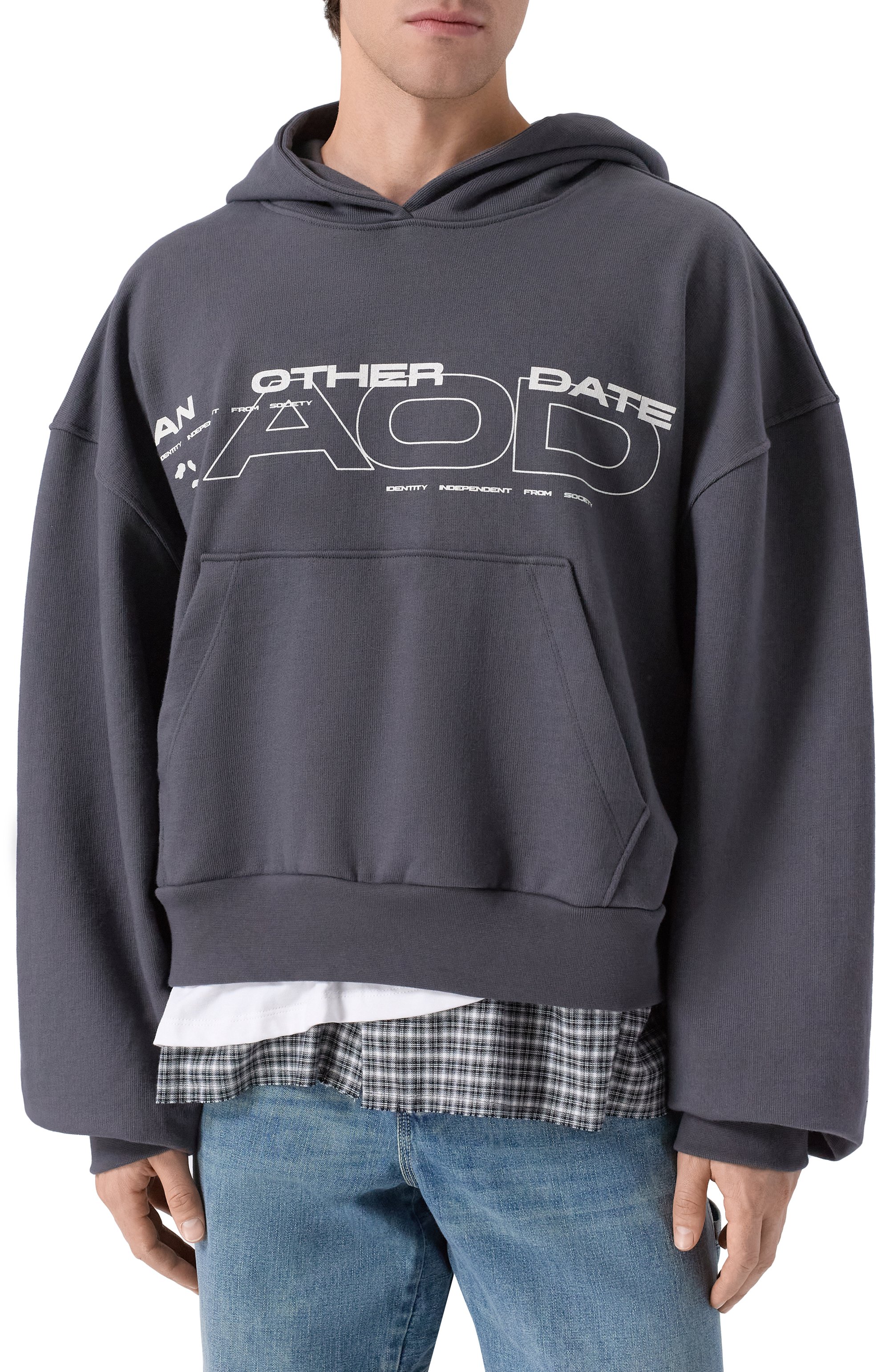 Хлопковое худи AN OTHER DATE темно-серого цвета по цене 35750 руб., арт. F50DMAHS066, фото 3 Хлопковое худи AN OTHER DATE, арт. F50DMAHS066, фото 3