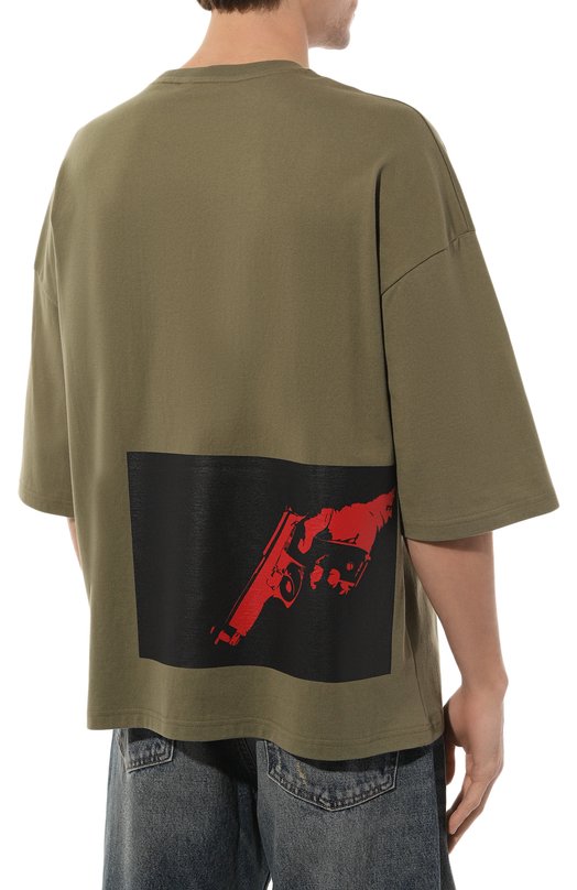 Хлопковая футболка Tee Library Хаки, фото 4