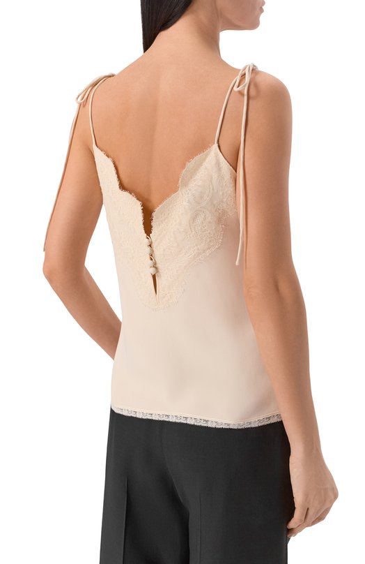 Шелковый топ Valentino 8B3AEBG1/1MM Кремовый  8B3AEBG1/1MM Фото 4