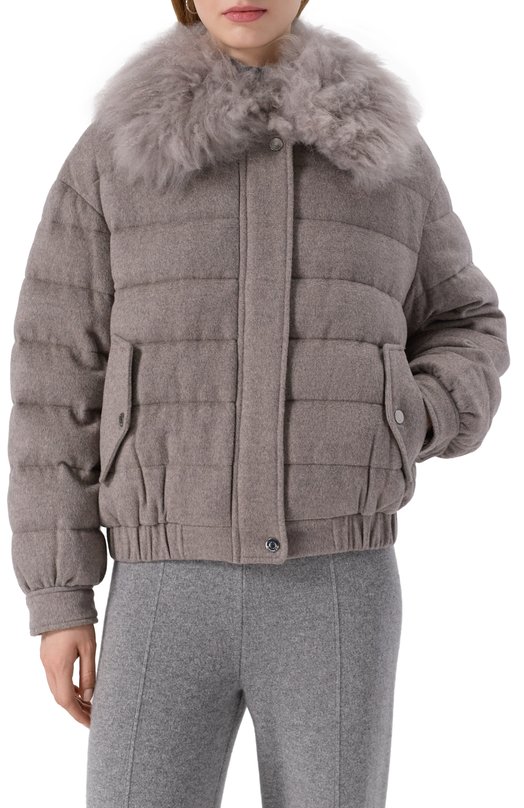 Пуховая куртка из шерсти и кашемира manzoni24 25M1567-S0FT0CFE Серый  25M1567-S0FT0CFE Фото 3