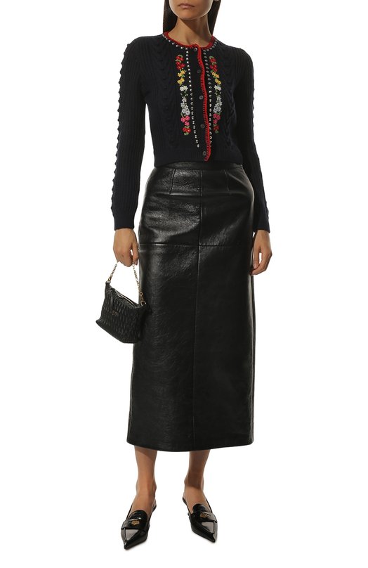 Шерстяной кардиган Miu Miu MMF554-1Z3M-F0008 Синий  MMF554-1Z3M-F0008 Фото 2