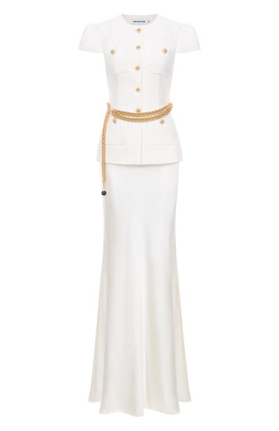 Комбинированное платье SELF-PORTRAIT белого цвета по цене 95700 руб., арт. PF25017XAC, фото 1 Комбинированное платье SELF-PORTRAIT, арт. PF25017XAC, фото 1