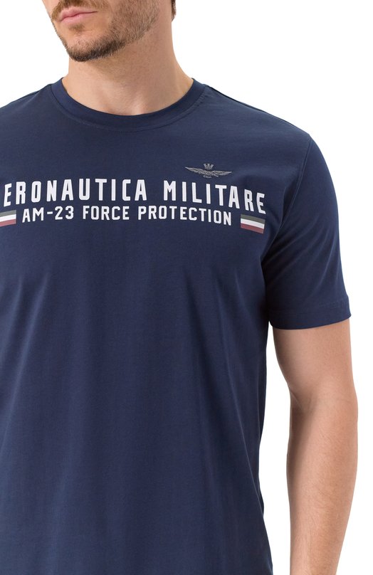 Хлопковая футболка Aeronautica Militare TS1942UJ00538 Синий  TS1942UJ00538 Фото 5