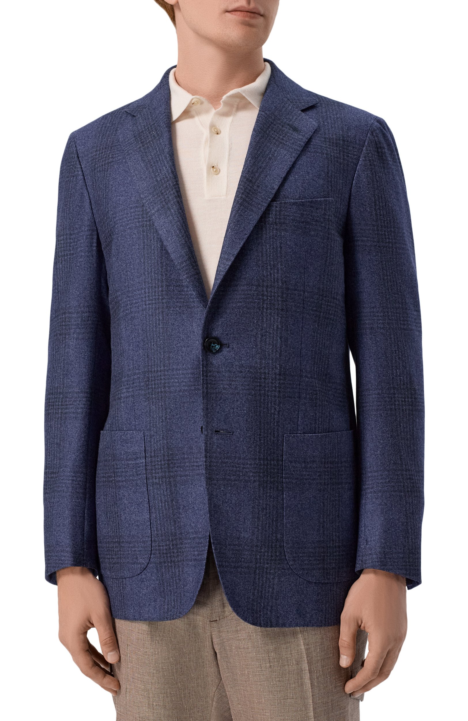 Пиджак из кашемира и хлопка KITON синего цвета по цене 838000 руб., арт. UG81K0189I, фото 4 Пиджак из кашемира и хлопка KITON, арт. UG81K0189I, фото 4
