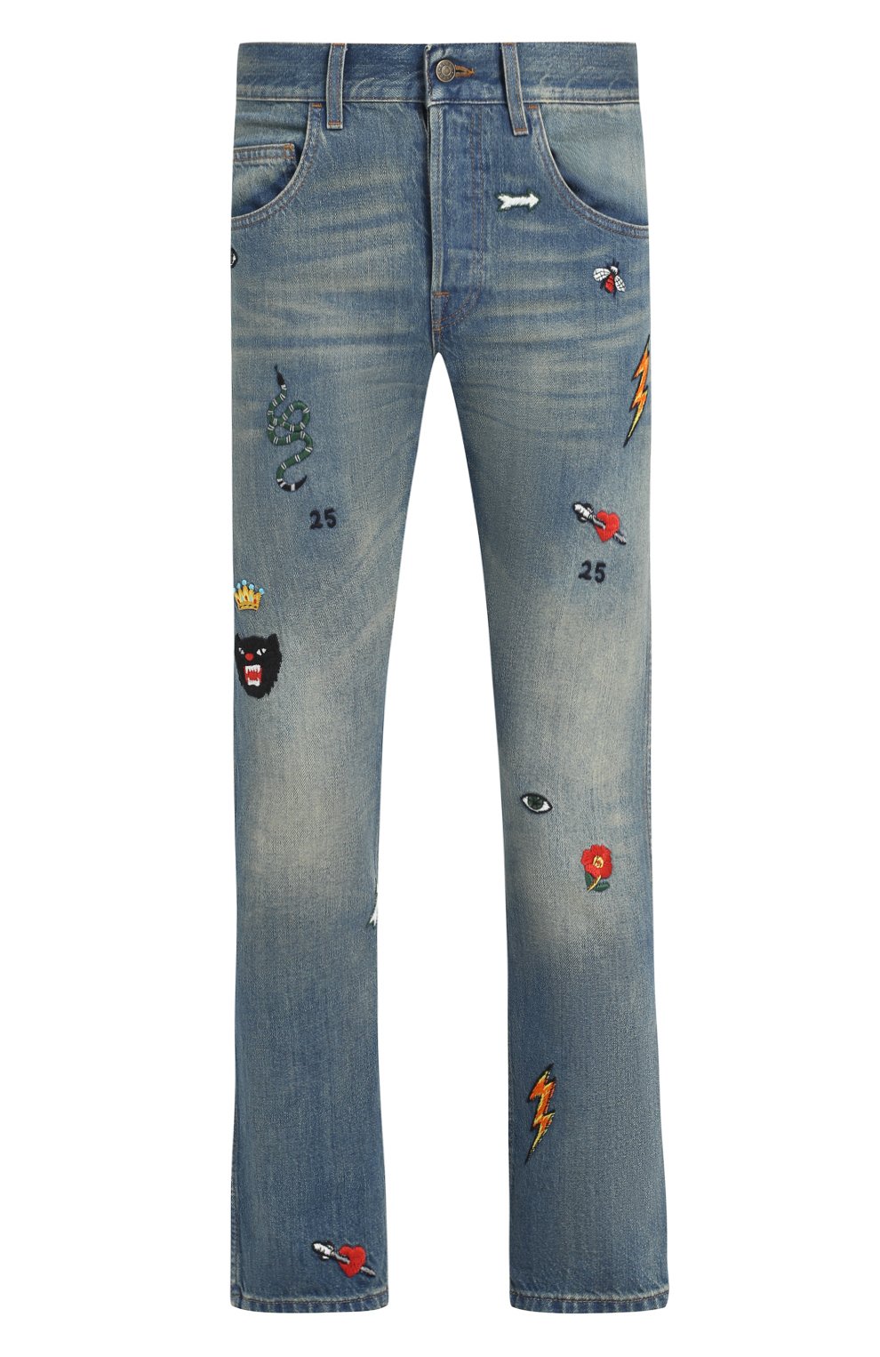 Джинсы прямого кроя с нашивками GUCCI, арт. 408637/XD836, фото 1