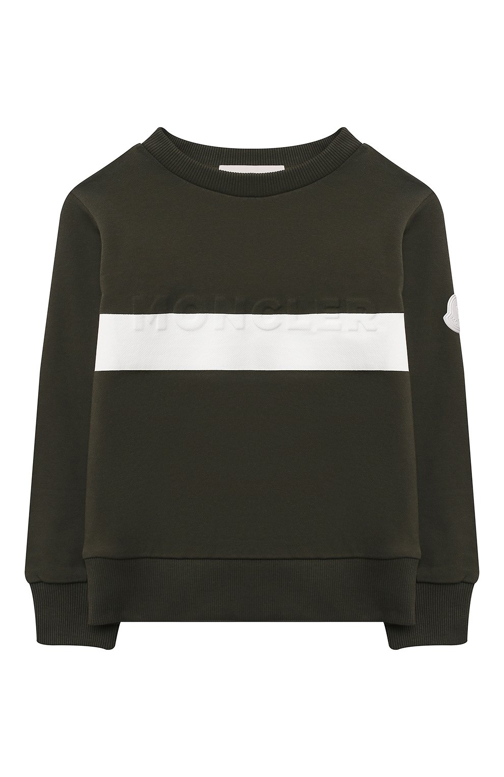 Хлопковый свитшот MONCLER хаки цвета по цене 23450 руб., арт. G1-954-8G761-20-809AG/8-10A, фото 1 Хлопковый свитшот MONCLER, арт. G1-954-8G761-20-809AG/8-10A, фото 1