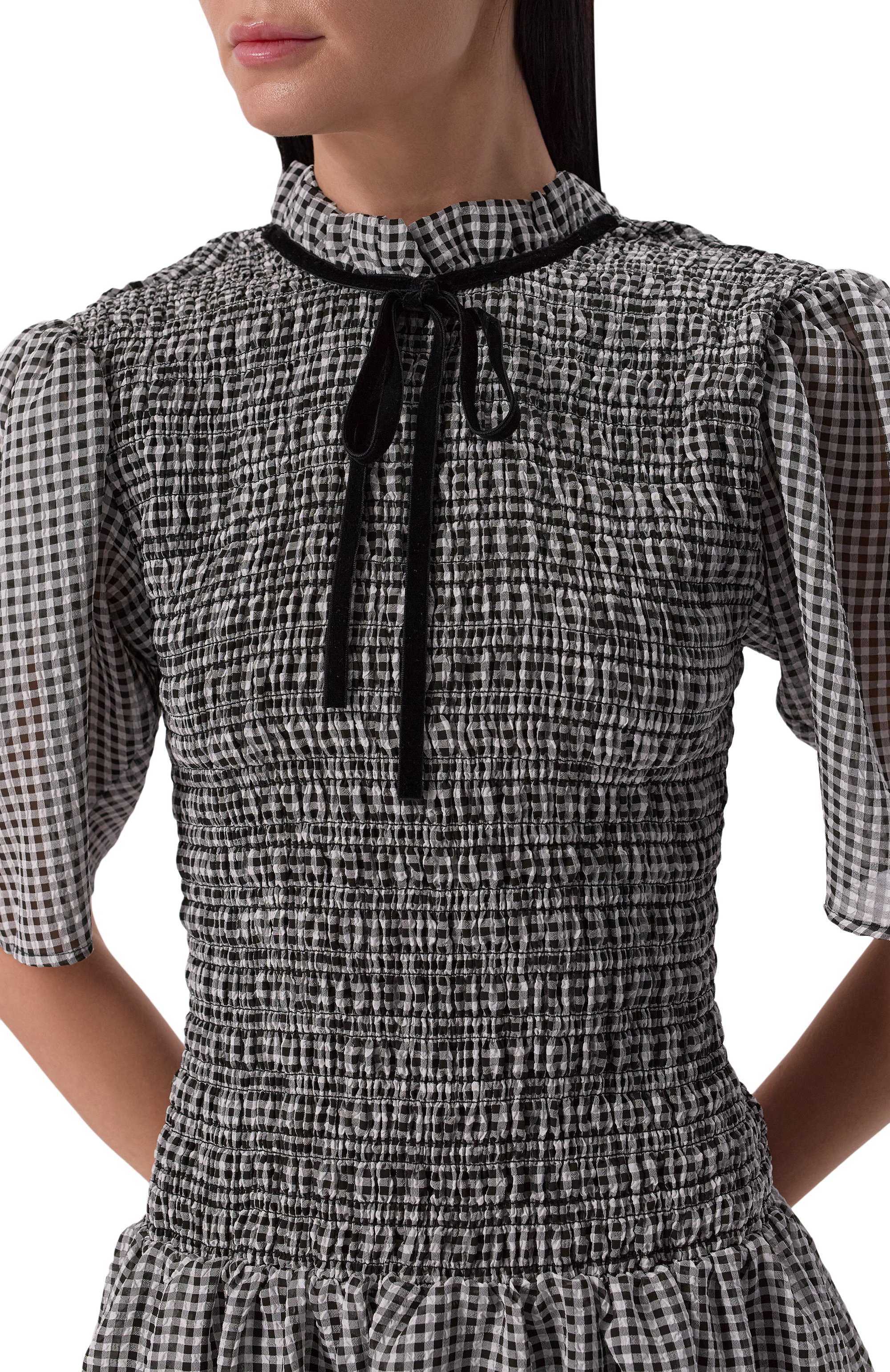 Платье GANNI черно-белого цвета по цене 41200 руб., арт. W0034/6813, фото 5 Платье GANNI, арт. W0034/6813, фото 5