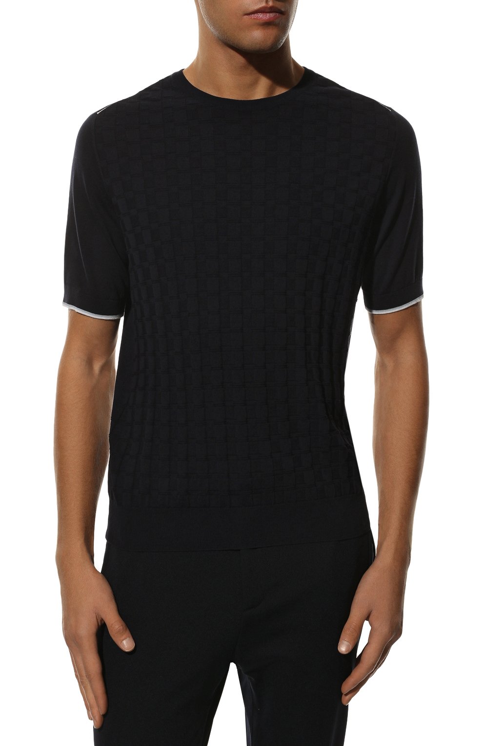 Джемпер из хлопка и шелка ZILLI темно-синего цвета по цене 107000 руб., арт. MBX-RN140-LICH1/MC01, фото 3 Джемпер из хлопка и шелка ZILLI, арт. MBX-RN140-LICH1/MC01, фото 3