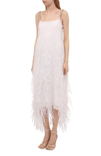 Шелковое платье с отделкой перьями N21, арт. 21E N2S0/H091/5566, фото 3