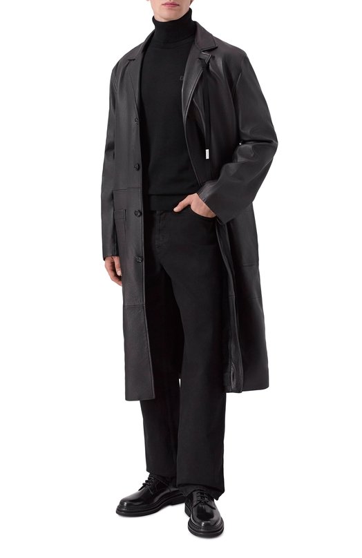 Кожаное пальто Ann Demeulemeester B0013107/LT038 Чёрный  B0013107/LT038 Фото 2