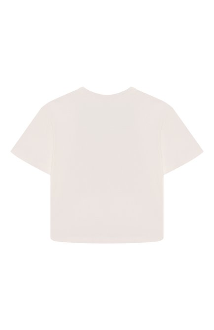 Детская хлопковая футболка DOLCE & GABBANA молочного цвета, арт. L4JTHV/G70IH/8-14 | Фото 2 (Рукава: Короткие; Материал внешний: Хлопок; Драгоценные камни: Проставлено; Материал сплава: Проставлено)