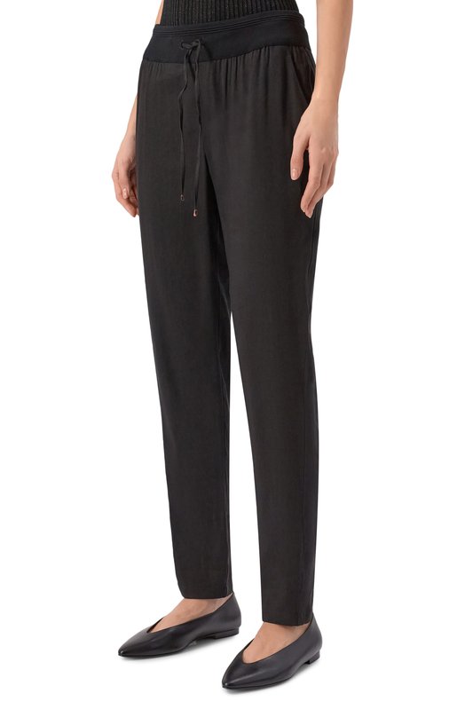 Брюки изо льна и вискозы Lorena Antoniazzi P2640PA80Q/3347 Чёрный  P2640PA80Q/3347 Фото 3