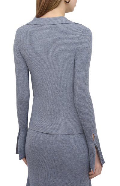 Шерстяной кардиган NANUSHKA синего цвета по цене 35650 руб., арт. SID_BLUE_MELANGE W00L KNIT, фото 4 Шерстяной кардиган NANUSHKA, арт. SID_BLUE_MELANGE W00L KNIT, фото 4