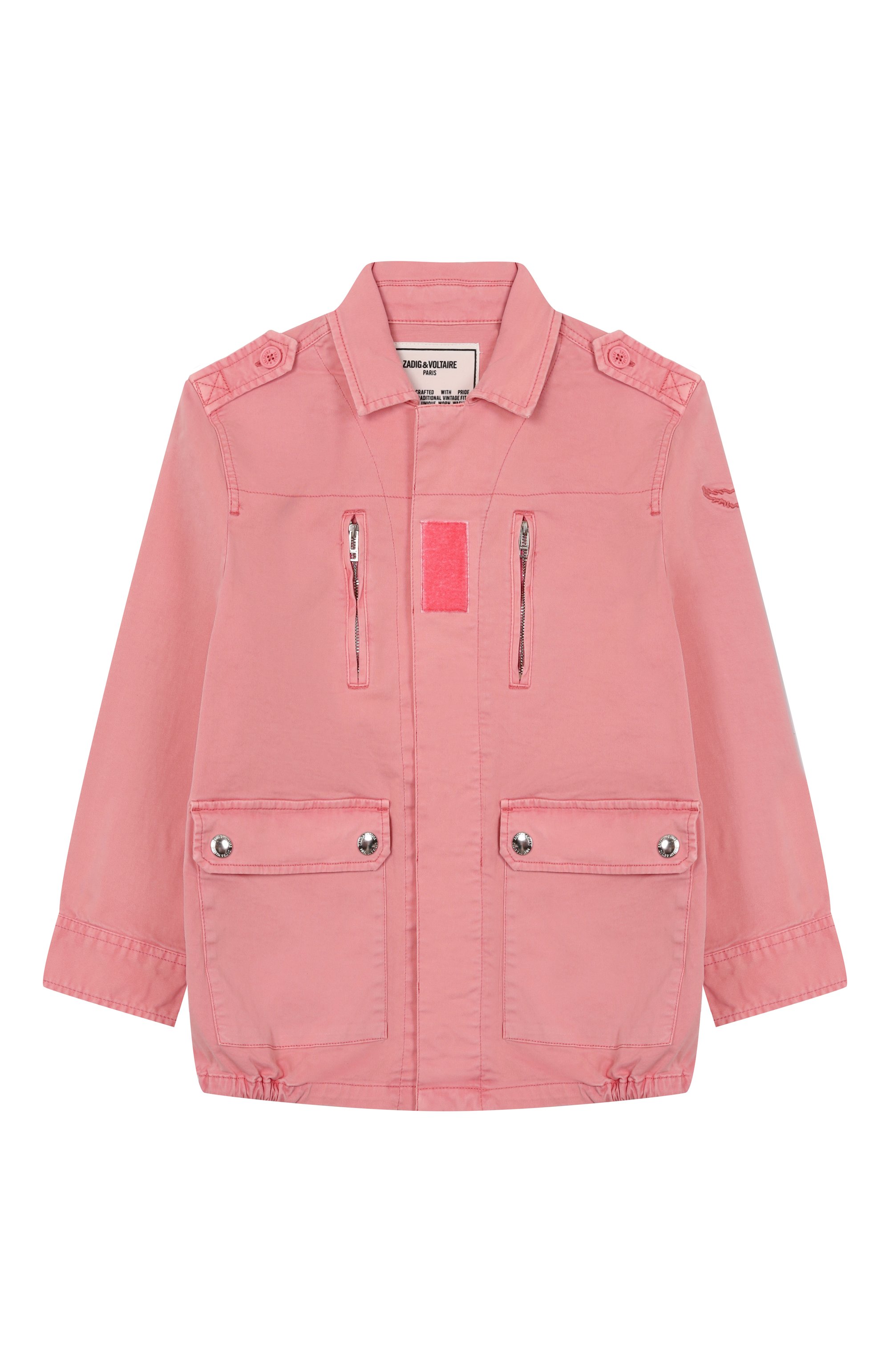 Хлопковая куртка ZADIG AND VOLTAIRE розового цвета по цене 26350 руб., арт. X60363, фото 1 Хлопковая куртка ZADIG AND VOLTAIRE, арт. X60363, фото 1
