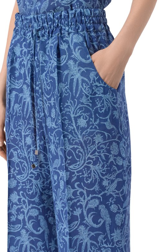 Льняные брюки Kiton D48122H09717 Синий  D48122H09717 Фото 5