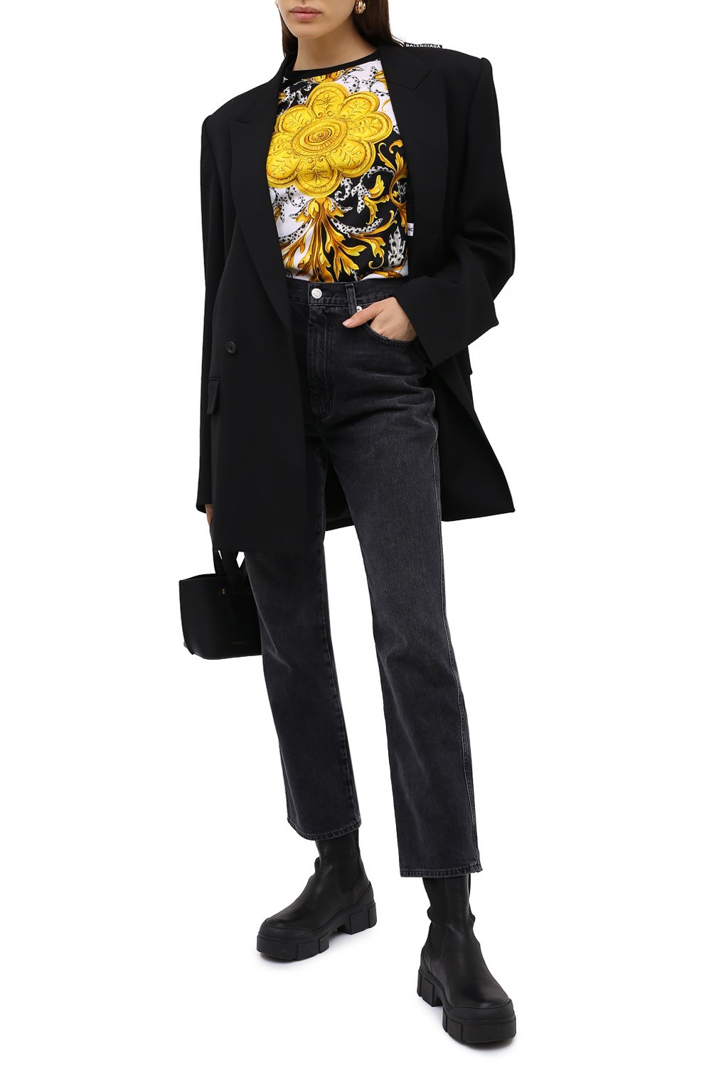 Хлопковая футболка VERSACE разноцветного цвета по цене 47450 руб., арт. A87458/A236028, фото 2 Хлопковая футболка VERSACE, арт. A87458/A236028, фото 2