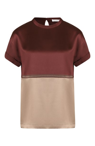 Женский шелковый топ с круглым вырезом BRUNELLO CUCINELLI, арт. M0C59E5400