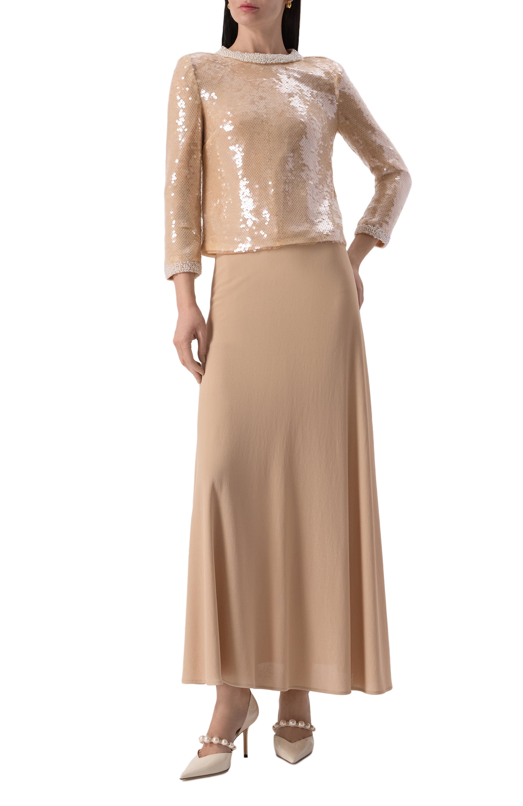 Топ с отделкой пайетками SELF-PORTRAIT, арт. RS25106TBG, фото 2