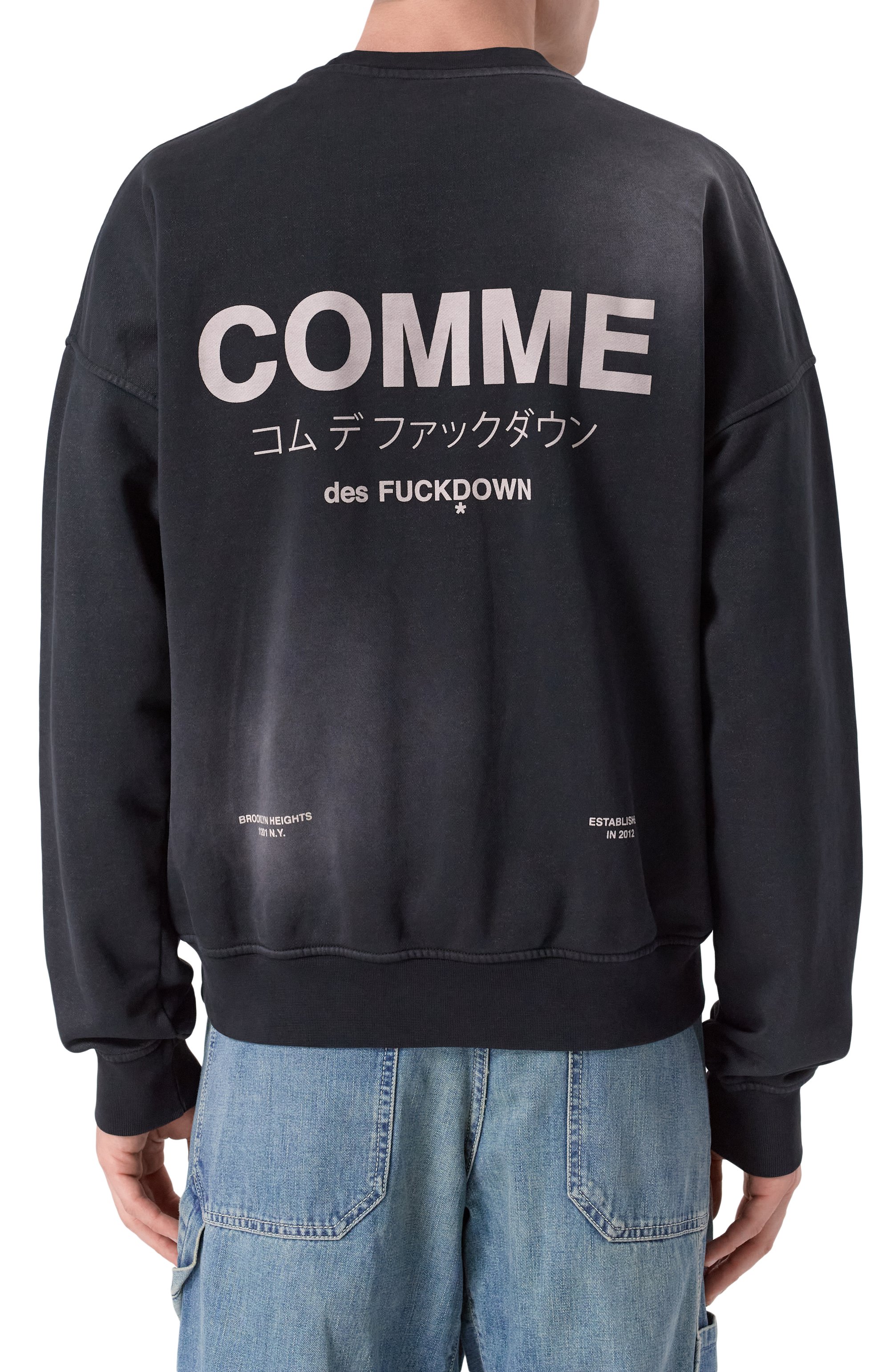 Хлопковый свитшот COMME DES FUCKDOWN темно-серого цвета по цене 14150 руб., арт. CFABM01741, фото 4 Хлопковый свитшот COMME DES FUCKDOWN, арт. CFABM01741, фото 4