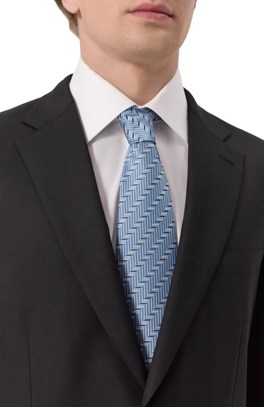 Шелковый галстук Brioni O62H00-PC440 Голубой  O62H00-PC440 Фото 2