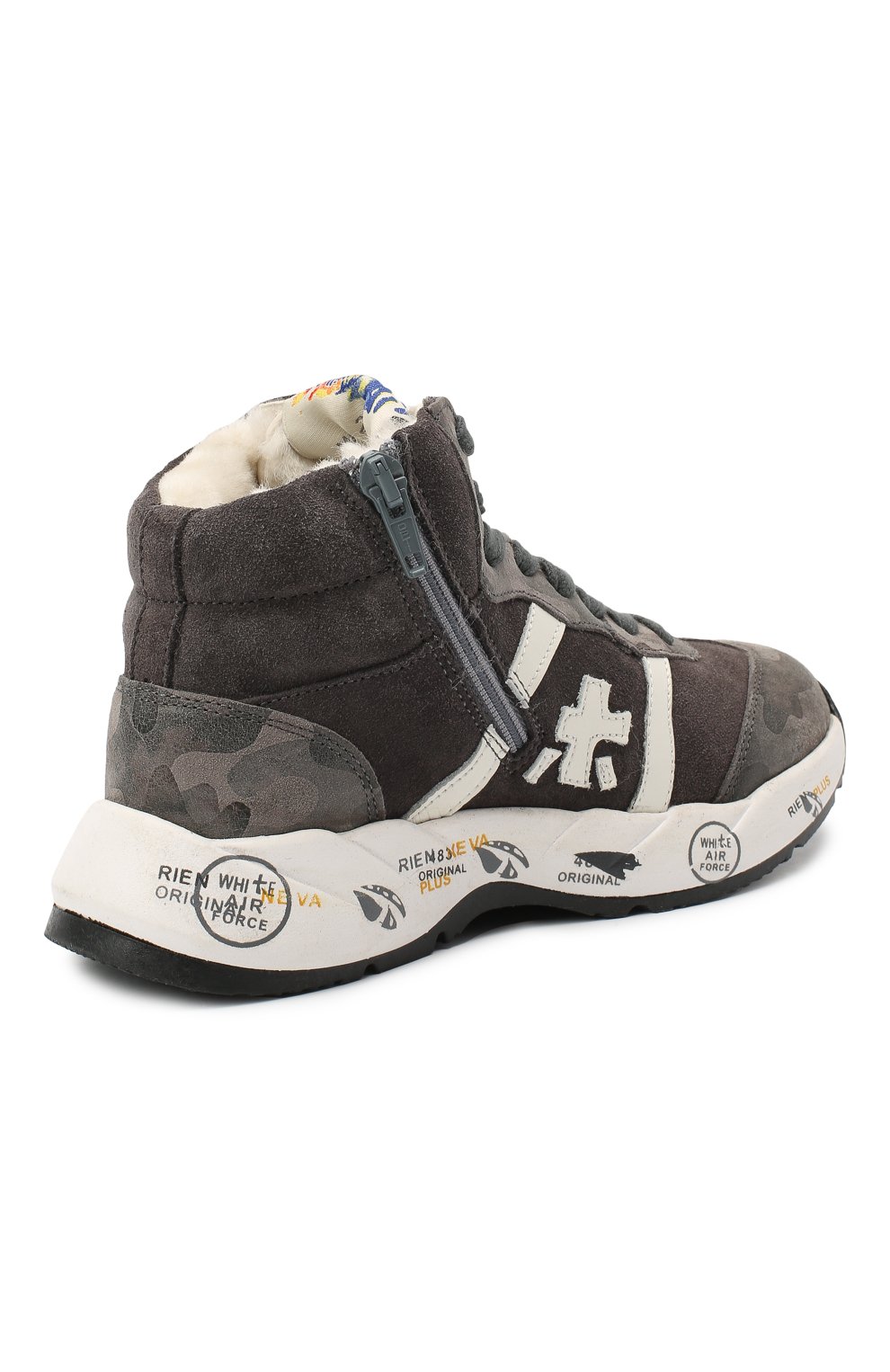 Высокие кроссовки из кожи PREMIATA WILL BE серого цвета по цене 27900 руб., арт. ARTHUR-M/11-181493-M/CHILD, фото 3 Высокие кроссовки из кожи PREMIATA WILL BE, арт. ARTHUR-M/11-181493-M/CHILD, фото 3