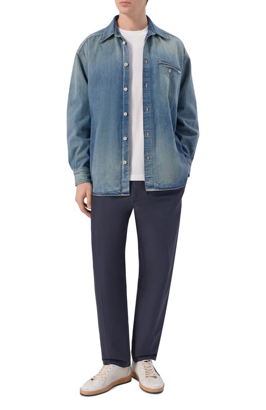 Хлопковые брюки Jil Sander J23KA0005/J45225 Синий  J23KA0005/J45225 Фото 2