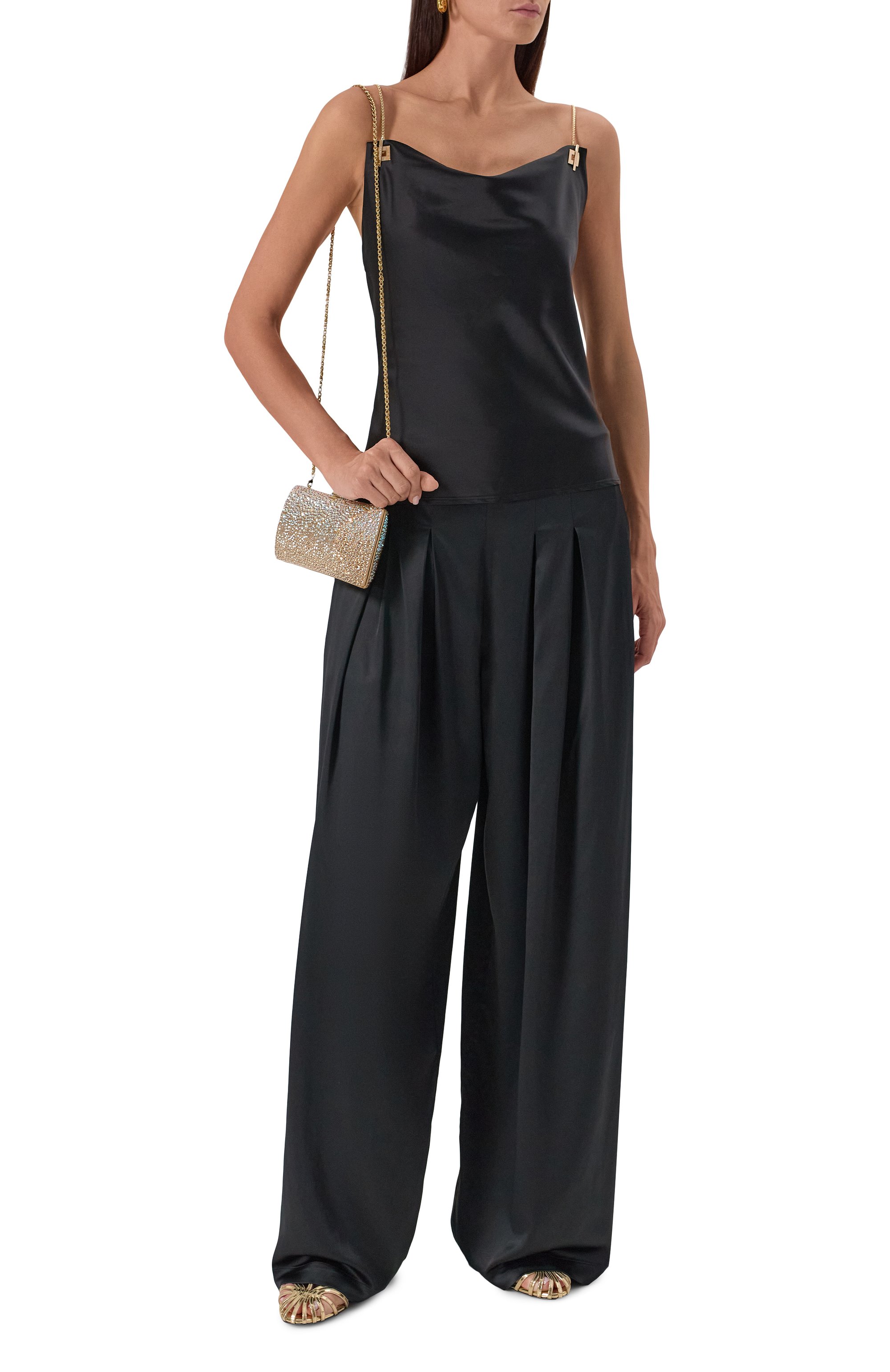 Атласный топ DANAME черного цвета по цене 30900 руб., арт. 725FW7707A, фото 2 Атласный топ DANAME, арт. 725FW7707A, фото 2