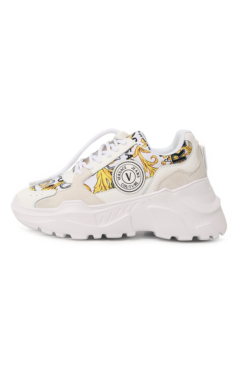 Комбинированные кроссовки speedtrack VERSACE JEANS COUTURE белого цвета по цене 26150 руб., арт. 74VA3SC7/ZP231/35, фото 2 Комбинированные кроссовки speedtrack VERSACE JEANS COUTURE, арт. 74VA3SC7/ZP231/35, фото 2