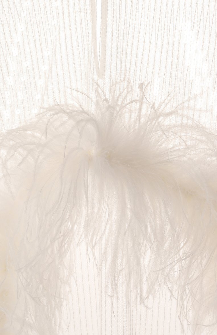 Накидка с отделкой перьями THE NEW ARRIVALS ILKYAZ OZEL, арт. VIVI CAPE IN PURE WHITE, фото 6