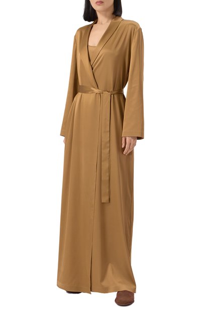 Шелковый халат EDOMO коричневого цвета по цене 77900 руб., арт. C011003FW2425, фото 3 Шелковый халат EDOMO, арт. C011003FW2425, фото 3