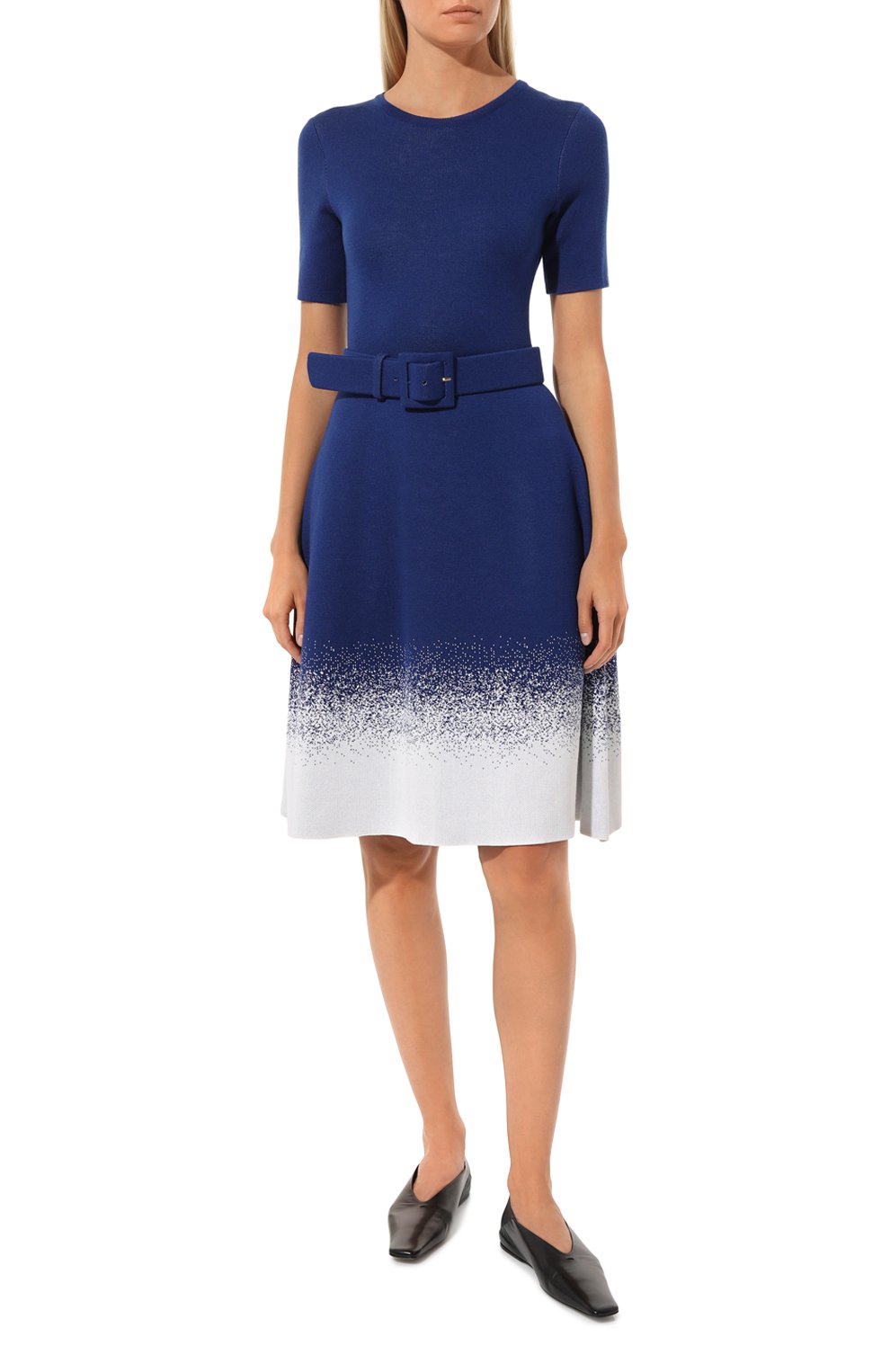 Приталенное платье-миди с поясом и круглым вырезом OSCAR DE LA RENTA, арт. 18RN112DGK, фото 3