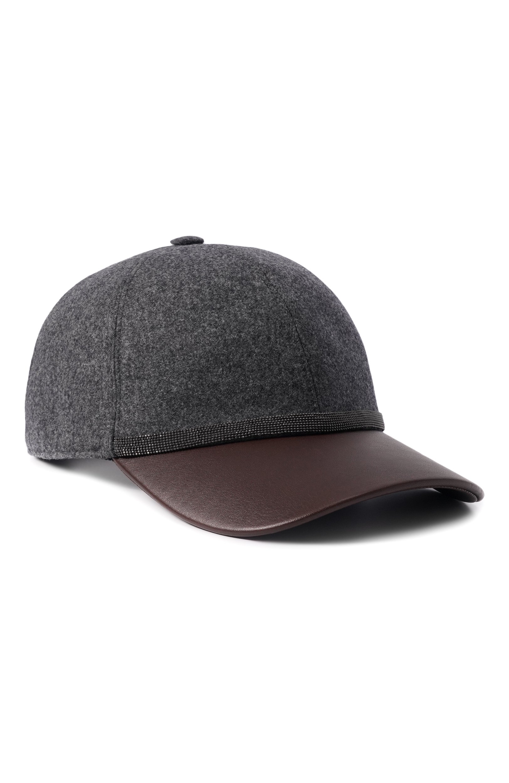 Бейсболка из шерсти и кожи BRUNELLO CUCINELLI, арт. MCAP90223P, фото 1
