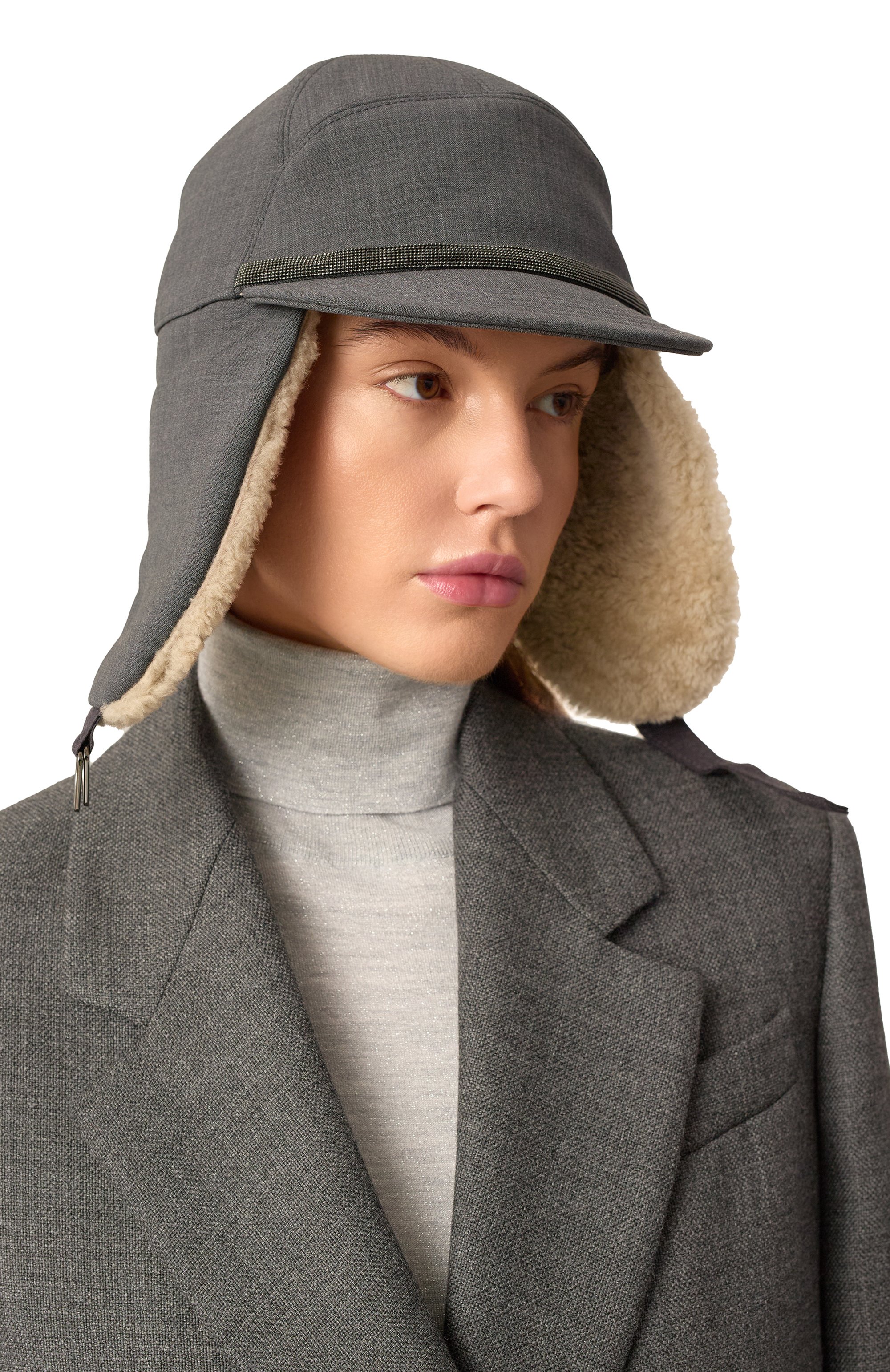Шерстяная шапка-ушанка BRUNELLO CUCINELLI темно-серого цвета по цене 120500 руб., арт. MCAP90024, фото 5 Шерстяная шапка-ушанка BRUNELLO CUCINELLI, арт. MCAP90024, фото 5