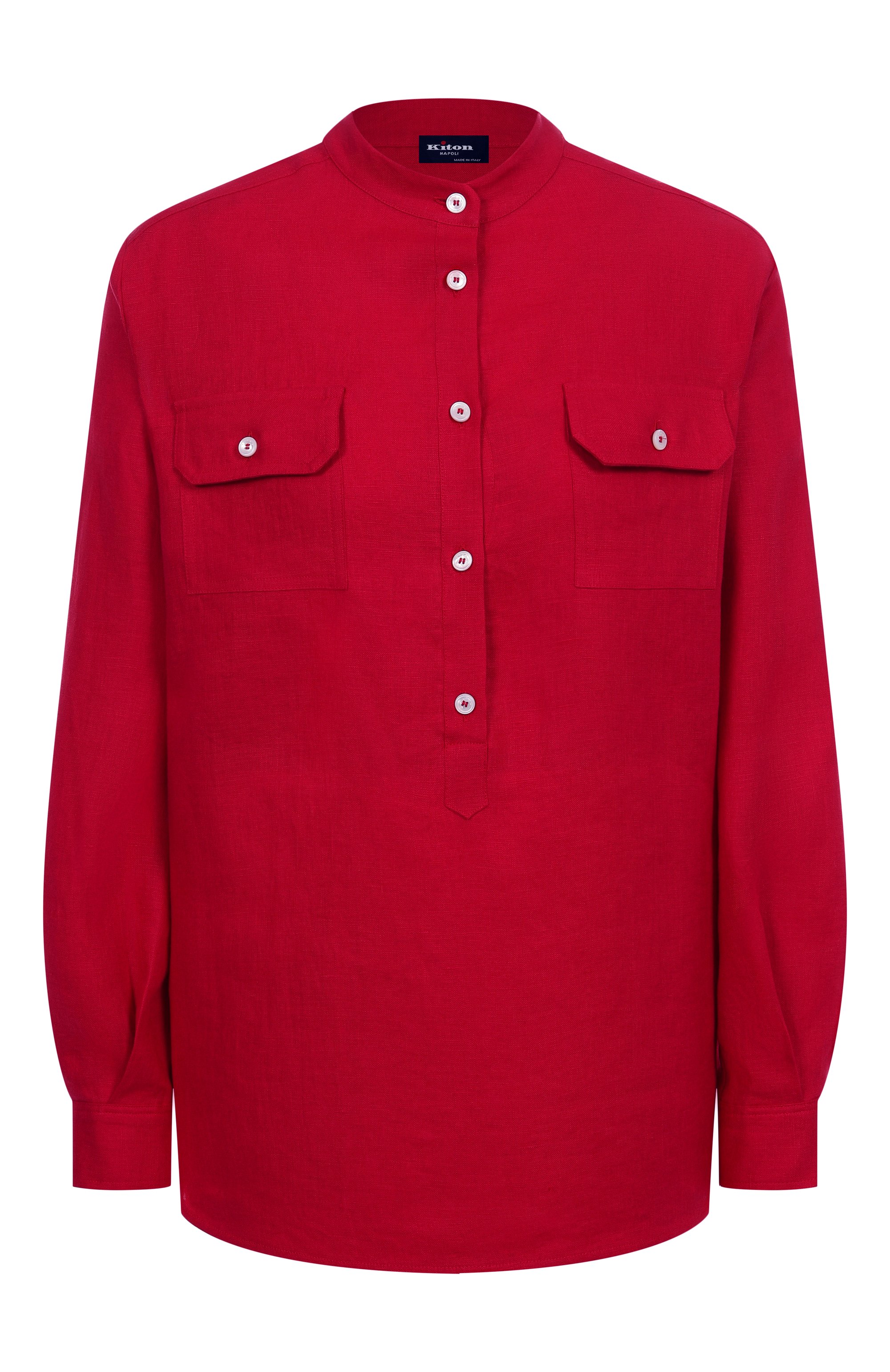 Льняная блузка KITON красного цвета по цене 113000 руб., арт. D55448H0883810, фото 1 Льняная блузка KITON, арт. D55448H0883810, фото 1