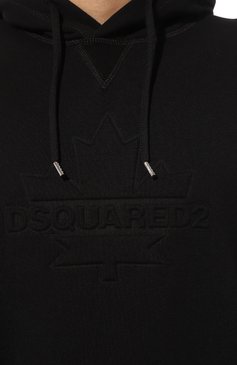 Мужской хлопковое худи DSQUARED2 черного цвета, арт. S74GU0776/S25551 | Фото 5 (Рукава: Длинные; Длина (для топов): Стандартные; Принт: С принтом; Мужское Кросс-КТ: Худи-одежда; Материал сплава: Проставлено; Материал внешний: Хлопок; Драгоценные камни: Проставлено; Стили: Кэжуэл)