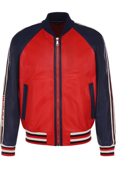 Кожаный бомбер на молнии с перфорацией GUCCI, арт. 497401/XG525, фото 1