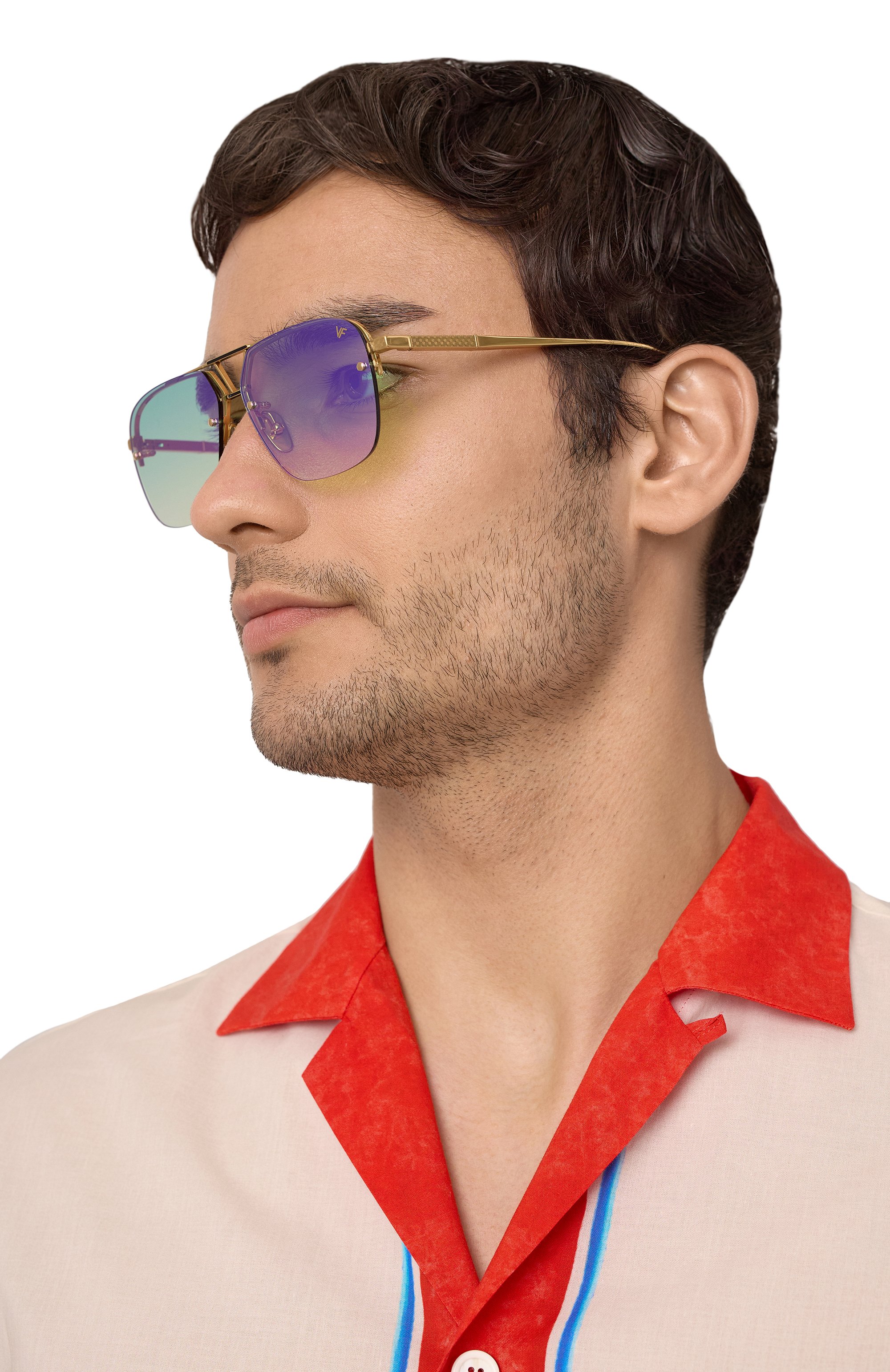 Солнцезащитные очки VINTAGE FRAMES, арт. FALC0N YELL0W G0LD/NE0N GREEN FLASH PURPLE, фото 2