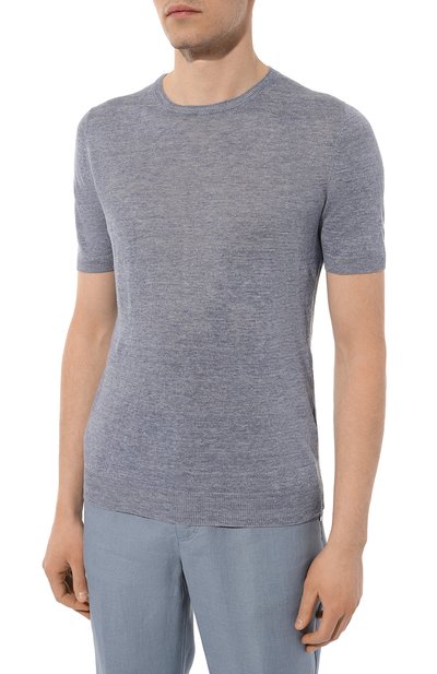 Льняной джемпер GRAN SASSO голубого цвета по цене 19950 руб., арт. 57177/24801, фото 3 Льняной джемпер GRAN SASSO, арт. 57177/24801, фото 3