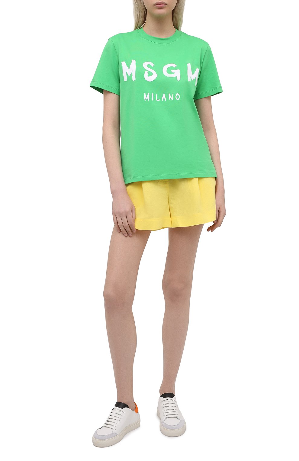 Шорты из льна и хлопка A MERE CO желтого цвета по цене 19100 руб., арт. AMC-RSS21-42Y, фото 2 Шорты из льна и хлопка A MERE CO, арт. AMC-RSS21-42Y, фото 2