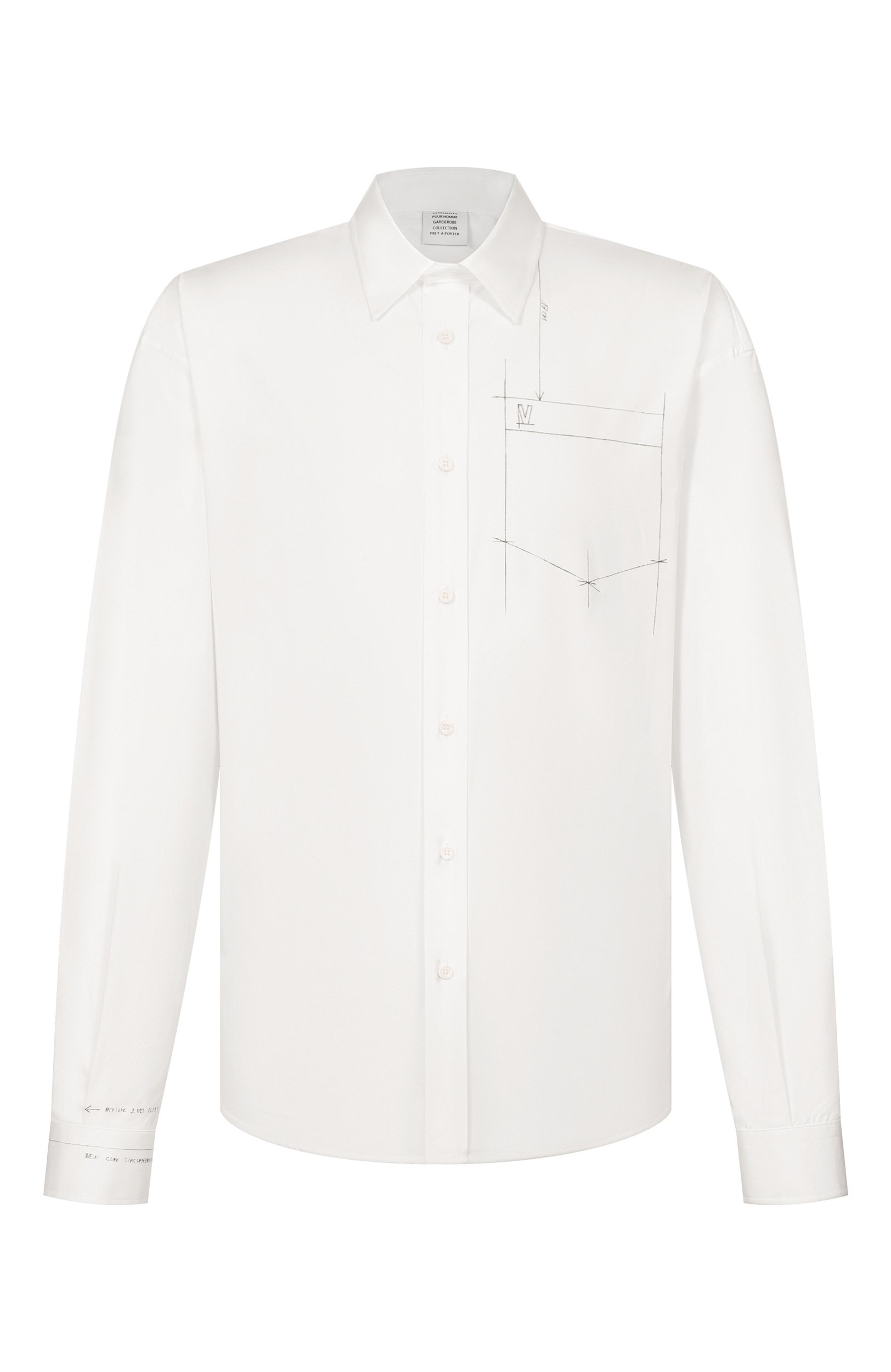 Хлопковая рубашка VETEMENTS белого цвета по цене 89250 руб., арт. MH27SH046W, фото 1 Хлопковая рубашка VETEMENTS, арт. MH27SH046W, фото 1