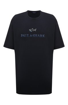 Мужская хлопковая футболка PAUL&SHARK темно-синего цвета, арт. 14311604/6XL | Фото 1 (Рукава: Короткие; Драгоценные камни: Проставлено; Длина (для топов): Удлиненные; Материал внешний: Хлопок; Материал сплава: Проставлено; Принт: С принтом; Стили: Кэжуэл)