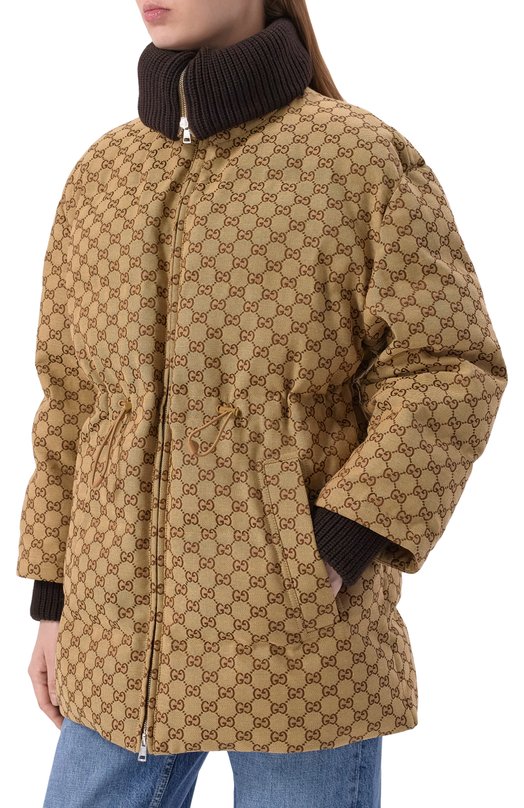 Хлопковый пуховик Gucci 835412/ZAF4S Бежевый  835412/ZAF4S Фото 3