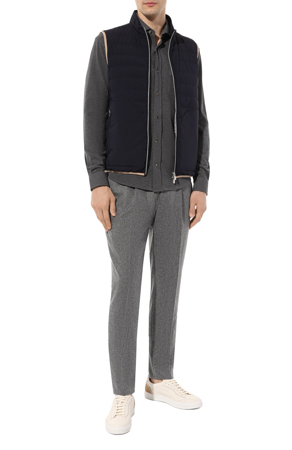 Шерстяные брюки BRUNELLO CUCINELLI серого цвета по цене 109500 руб., арт. M038PB2201, фото 2 Шерстяные брюки BRUNELLO CUCINELLI, арт. M038PB2201, фото 2
