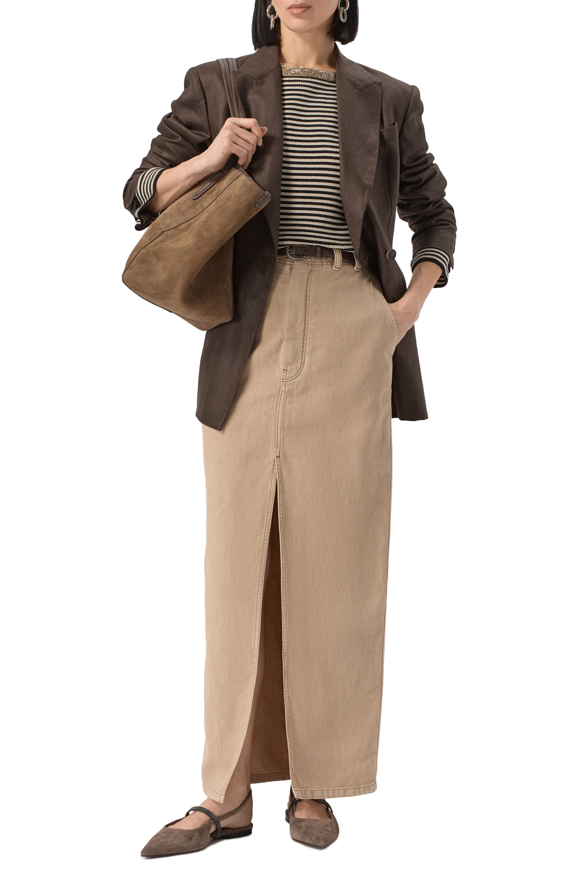 Юбка из хлопка и льна BRUNELLO CUCINELLI, арт. ML996G3822, фото 2