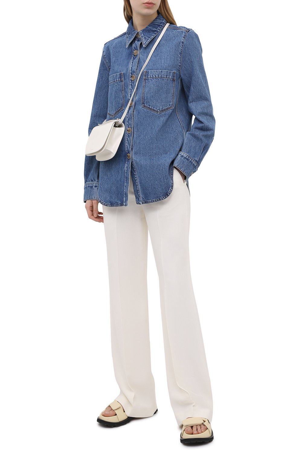 Джинсовая рубашка NANUSHKA синего цвета по цене 42750 руб., арт. SEINT_MEDIUM BLUE_RIGID DENIM, фото 2 Джинсовая рубашка NANUSHKA, арт. SEINT_MEDIUM BLUE_RIGID DENIM, фото 2